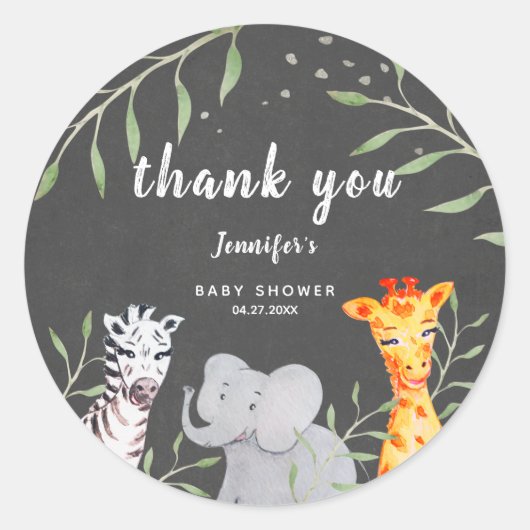Wild One Safari Animals Baby shower Sticker (Voorkant)