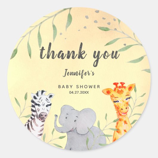 Wild One Safari Animals Baby shower Sticker (Voorkant)