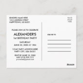 Wild One Safari Animals Birthday Invitation Blue Briefkaart (Achterkant)