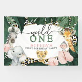 Wild One Safari Animals Birthday Party Banner (Horizontaal)