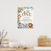 Wild One Safari Animals Boy 1e verjaardag Welkom Poster (Keuken)