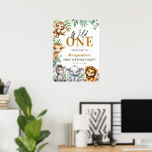 Wild One Safari Animals Boy 1e verjaardag Welkom Poster (Thuiskantoor)
