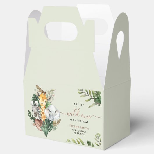 Wild One Safari Animals Boy Baby shower Bedankdoosjes (Geopend)