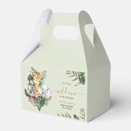 Wild One Safari Animals Boy Baby shower Bedankdoosjes (Voorkant Zijde)