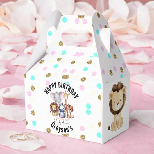 Wild One Safari Animals Boy Baby shower Bedankdoosjes (Huwelijk)