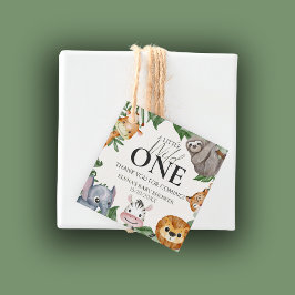Wild One Safari Animals Boy Baby shower Bedankjes Labels