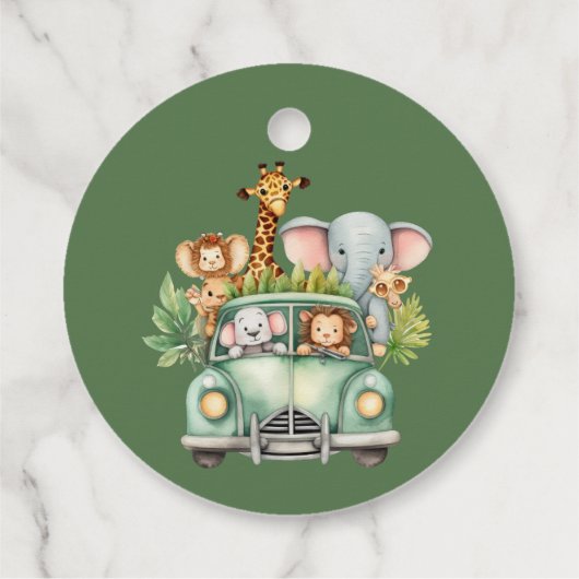 Wild One Safari Animals Boy Baby shower Bedankjes Labels (Achterkant)