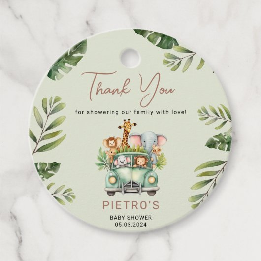 Wild One Safari Animals Boy Baby shower Bedankjes Labels (Voorkant)