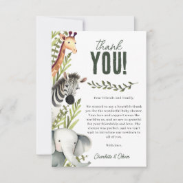 Wild One Safari Animals Boy Baby shower Bedankkaart