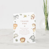 Wild One Safari Animals Boy Baby shower Bedankkaart (Voorkant)