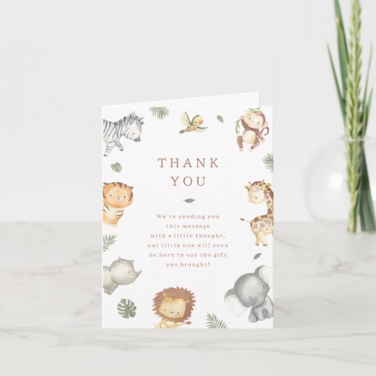 Wild One Safari Animals Boy Baby shower Bedankkaart (Voorkant)