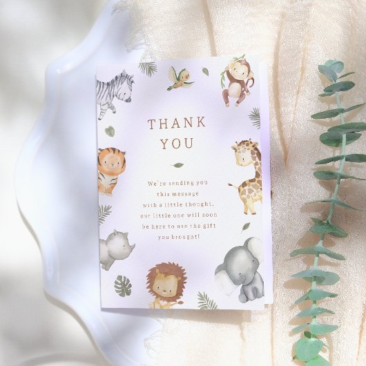Wild One Safari Animals Boy Baby shower Bedankkaart
