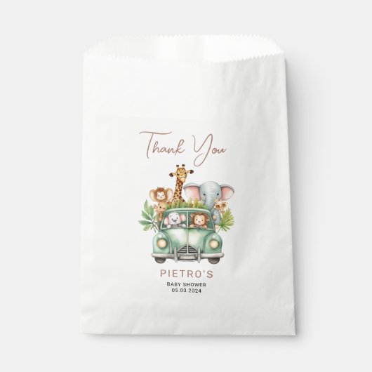 Wild One Safari Animals Boy Baby shower Bedankzakje (Voorkant)