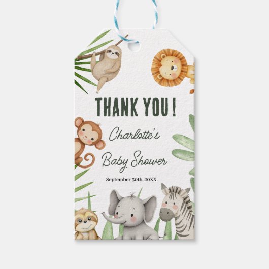 Wild One Safari Animals Boy Baby Shower Cadeaulabel (Voorkant)