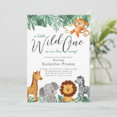 Wild One Safari Animals Boy Baby shower Invitation Kaart (Staand voorkant)