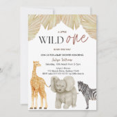Wild One Safari Animals Boy Baby shower Invitation Kaart (Voorkant)