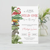 Wild One Safari Animals Boy Baby shower Kaart (Staand voorkant)