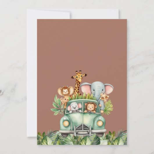 Wild One Safari Animals Boy Baby shower Kaart (Achterkant)