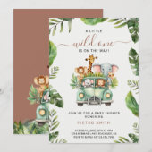Wild One Safari Animals Boy Baby shower Kaart (Voorkant / Achterkant)