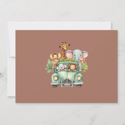 Wild One Safari Animals Boy Baby shower Kaart (Achterkant)