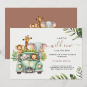 Wild One Safari Animals Boy Baby shower Kaart (Voorkant / Achterkant)