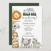 Wild One Safari Animals Boy Baby Shower Kaart (Voorkant / Achterkant)