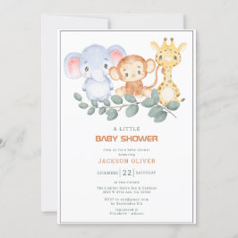 Wild One Safari Animals Boy Baby shower Kaart