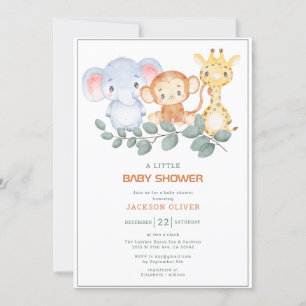 Wild One Safari Animals Boy Baby shower Kaart