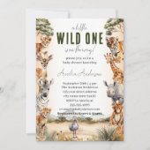 Wild One Safari Animals Boy Baby shower Kaart (Voorkant)