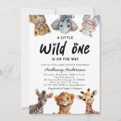 Wild One Safari Animals Boy Baby shower Kaart (Voorkant)