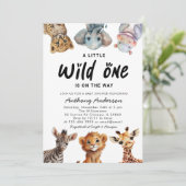 Wild One Safari Animals Boy Baby shower Kaart (Staand voorkant)