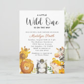 Wild One Safari Animals Boy Baby shower Kaart (Staand voorkant)