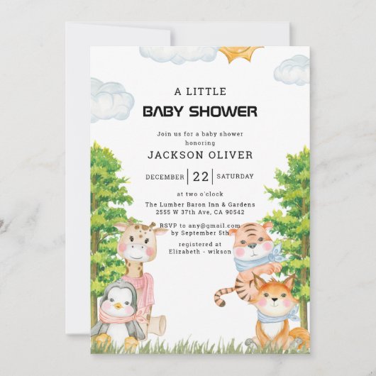 Wild One Safari Animals Boy Baby shower Kaart (Voorkant)