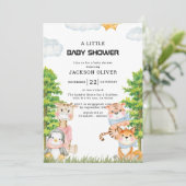 Wild One Safari Animals Boy Baby shower Kaart (Staand voorkant)