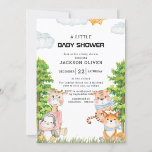 Wild One Safari Animals Boy Baby shower Kaart