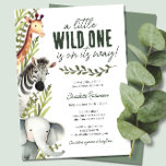 Wild One Safari Animals Boy Baby shower Kaart<br><div class="desc">Welkom aan de wilde kant met onze uitnodiging voor het Baby shower van Wilde One Safari Animals Boy! Als je een veilig baby shower voor een kleine jongen plant, is deze uitnodiging perfect voor je. Met een mooi voorbeeld van safari-dieren als een schattige olifant, zebra en giraffe, tegen de achtergrond...</div>