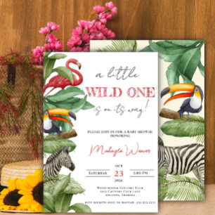 Wild One Safari Animals Boy Baby shower Kaart