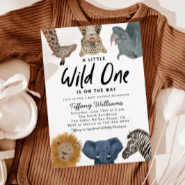 Wild One Safari Animals Boy Baby shower Kaart