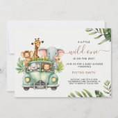 Wild One Safari Animals Boy Baby shower Kaart (Voorkant)