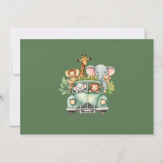 Wild One Safari Animals Boy Baby shower Kaart (Achterkant)