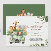 Wild One Safari Animals Boy Baby shower Kaart (Voorkant / Achterkant)