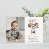 Wild One Safari Animals Boy Baby shower Kaart (Staand voorkant)