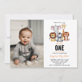 Wild One Safari Animals Boy Baby shower Kaart