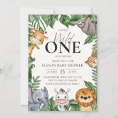 Wild One Safari Animals Boy Baby shower Kaart (Voorkant)