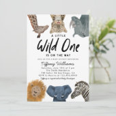 Wild One Safari Animals Boy Baby shower Kaart (Staand voorkant)