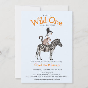 Wild One Safari Animals Boy Baby shower Kaart