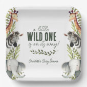 Wild One Safari Animals Boy Baby shower Papieren Bordje (Voorkant)