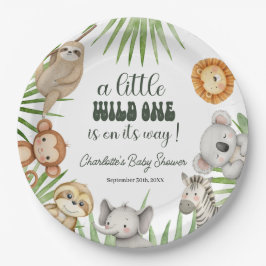 Wild One Safari Animals Boy Baby Shower Papieren Bordje