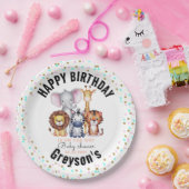 Wild One Safari Animals Boy Baby shower Papieren Bordje (Feest)