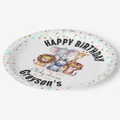 Wild One Safari Animals Boy Baby shower Papieren Bordje (Gekanteld)